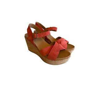 Kork-Ease Coral Suede Wedge Sandals 8M Womens Leather Upper & Man-Made Sole